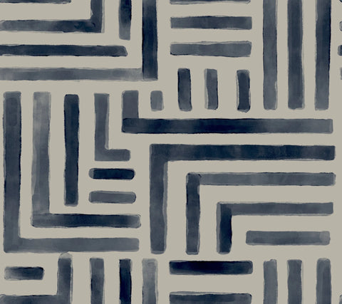 LM5361 Painterly Labyrinth Navy Wallpaper