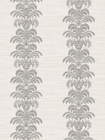 LN10500 Palm Frond Stripe Stringcloth Charcoal Ivory Wallpaper