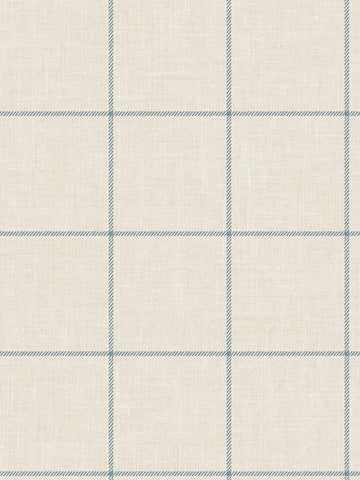 LN10702 Linen Look Check Alabaster Air Force Blue Wallpaper