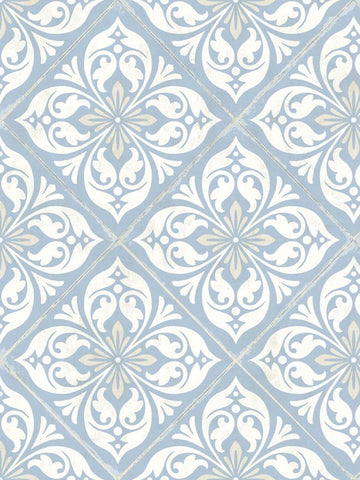 LN11002 Plumosa Tile Carolina Blue Arrowroot Wallpaper