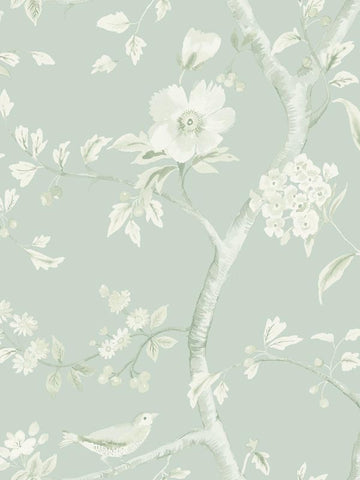 LN11104 Southport Floral Trail Sea Glass Ivory Wallpaper