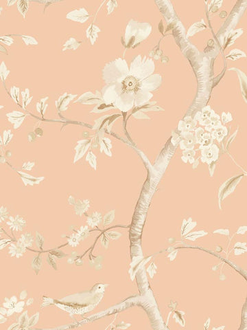 LN11111 Southport Floral Trail Soft Melon Arrowroot Wallpaper