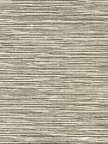 LN11865 Sisal Grasscloth Ivory Jet Black Wallpaper