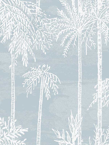 LN40202 Seabrook Palm Tropical Blue Wallpaper