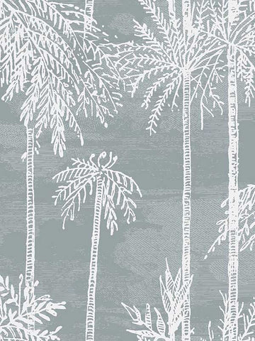 LN40218 Seabrook Palm Tropical Blue Wallpaper