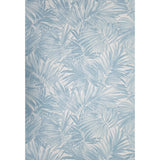 LN40702 Floral tropical palm leaves lush light blue off white faux fabric Wallpaper roll