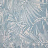 LN40702 Floral tropical palm leaves lush light blue off white faux fabric Wallpaper roll
