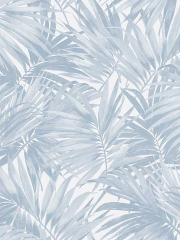 LN40702 Seabrook Palm Leaf Blue Wallpaper