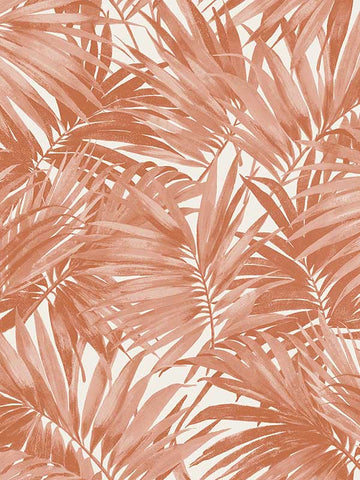 LN40706 Seabrook Palm Leaf Orange Wallpaper