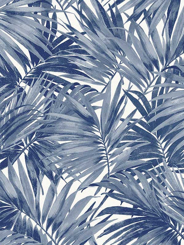 LN40712 Seabrook Palm Leaf Blue Wallpaper