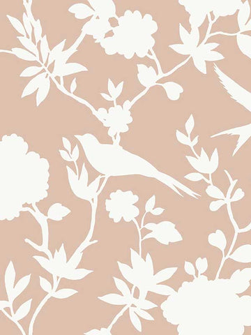 LN40906 Seabrook Tropical Bird leaf Pink Wallpaper