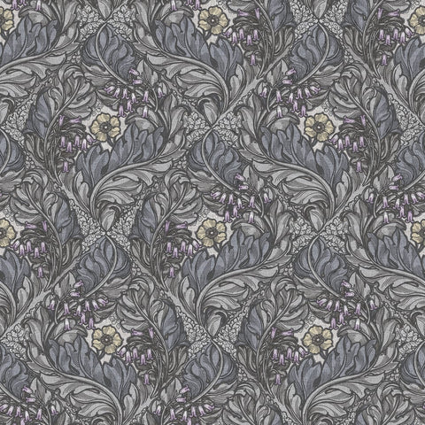 Lb25100 Floral Victorian Pattern with Stylized Leaves and Bellflowers Wallpaper