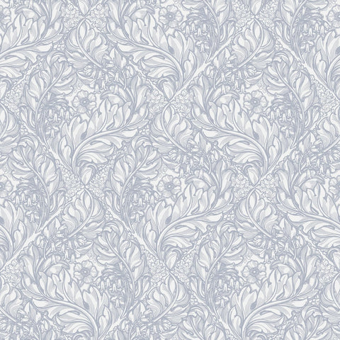 Lb25101 Floral Victorian Pattern with Stylized Leaves and Bellflowers Wallpapeк