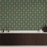 Lb25103 Floral Victorian Pattern with Stylized Leaves and Bellflowers Wallpaper