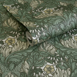 Lb25103 Floral Victorian Pattern with Stylized Leaves and Bellflowers Wallpaper