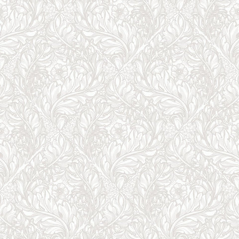 Lb25106 Floral Victorian Pattern with Stylized Leaves and Bellflowers Wallpaper 