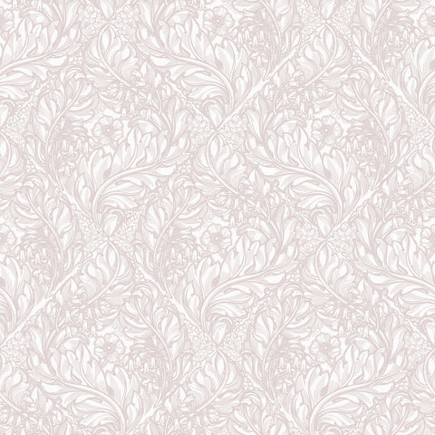 Lb25107 Floral Victorian Pattern with Stylized Leaves and Bellflowers Wallpaper