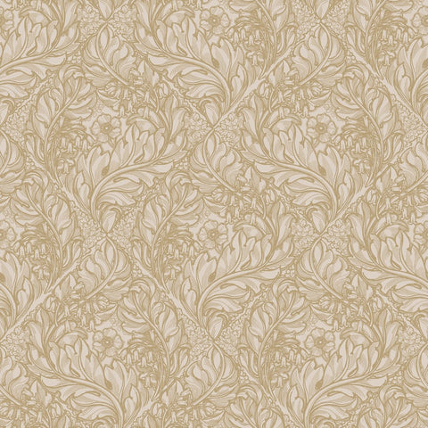 Lb25110 Floral Victorian Pattern with Stylized Leaves and Bellflowers Wallpaper