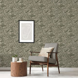 Lb25111 Vintage Floral Line Art Pattern Leaves Wallpaper