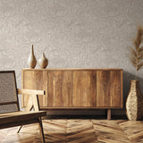 Lb25112 Vintage Floral Line Art Pattern Leaves Wallpaper
