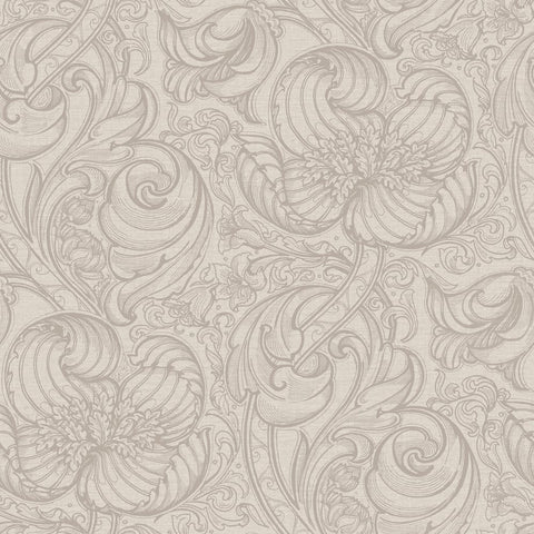 Lb25112 Vintage Floral Line Art Pattern Leaves Wallpaper