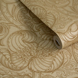 Lb25113 Vintage Floral Line Art Pattern Leaves Wallpaper