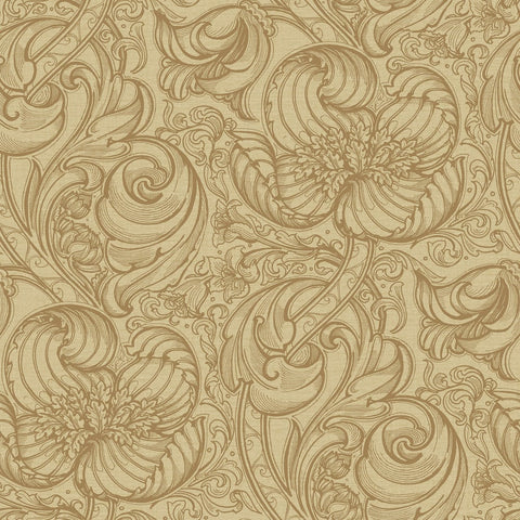 Lb25113 Vintage Floral Line Art Pattern Leaves Wallpaper