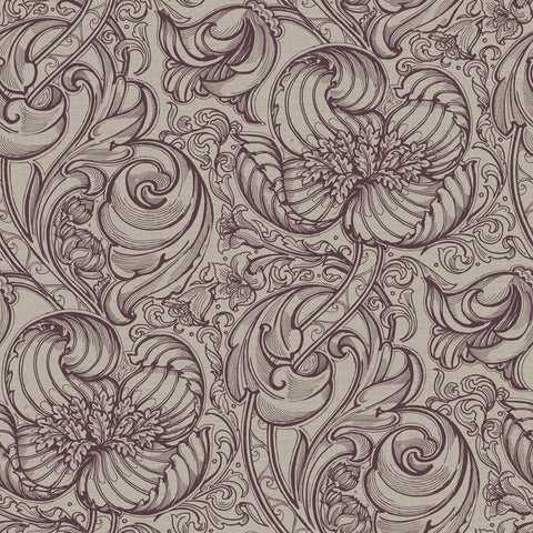 Lb25115 Vintage Floral Line Art Pattern Leaves Wallpaper