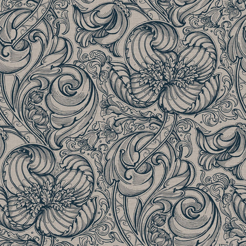 Lb25116 Vintage Floral Line Art Pattern Leaves Wallpaper