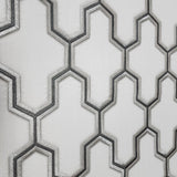 121024 Light gray black silver Metallic faux fabric geo trellis textured wallpaper roll