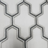 121024 Light gray black silver Metallic faux fabric geo trellis textured wallpaper roll