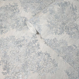 Z78039 Light rustic gray blue victorian vintage damask faux fabric textured Wallpaper