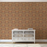 M1194 Donovan Burnt Sienna Nouveau Floral Wallpaper