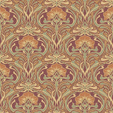M1194 Donovan Burnt Sienna Nouveau Floral Wallpaper