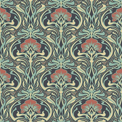 M1196 Donovan Moss Nouveau Floral Wallpaper