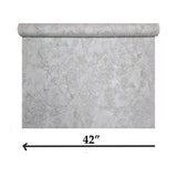 M13004 Gray brass metallic distressed pearl plaster textured Victorian damask Wallpaper
