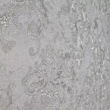 M13004 Gray brass metallic distressed pearl plaster textured Victorian damask Wallpaper

