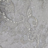 M13004 Gray brass metallic distressed pearl plaster textured Victorian damask Wallpaper
