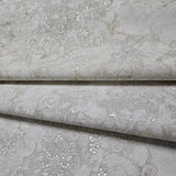 M13004 Gray brass metallic distressed pearl plaster textured Victorian damask Wallpaper
