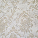 M13005 Grayish Ivory gold metallic sparkle plaster textured Victorian damask Wallpaper