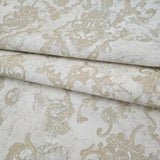 M13005 Grayish Ivory gold metallic sparkle plaster textured Victorian damask Wallpaper