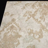 M13005 Grayish Ivory gold metallic sparkle plaster textured Victorian damask Wallpaper