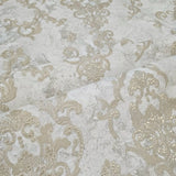 M13005 Grayish Ivory gold metallic sparkle plaster textured Victorian damask Wallpaper