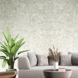 M13016 Grayish ivory off white gold metallic faux plaster textured modern Wallpaper
