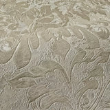 M13019 Taupe tan cream gold metallic Victorian floral damask plaster textured Wallpaper