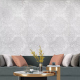 M13021 Cream off white Victorian big damask faux concrete plaster textured Wallpaper 3D