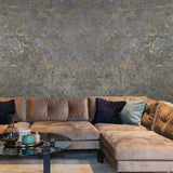 M13031 Dark Gray bronze metallic faux mud plaster distressed textured modern Wallpaper
