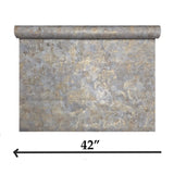 M13031 Dark Gray bronze metallic faux mud plaster distressed textured modern Wallpaper
