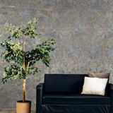M13031 Dark Gray bronze metallic faux mud plaster distressed textured modern Wallpaper
