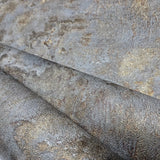 M13031 Dark Gray bronze metallic faux mud plaster distressed textured modern Wallpaper
